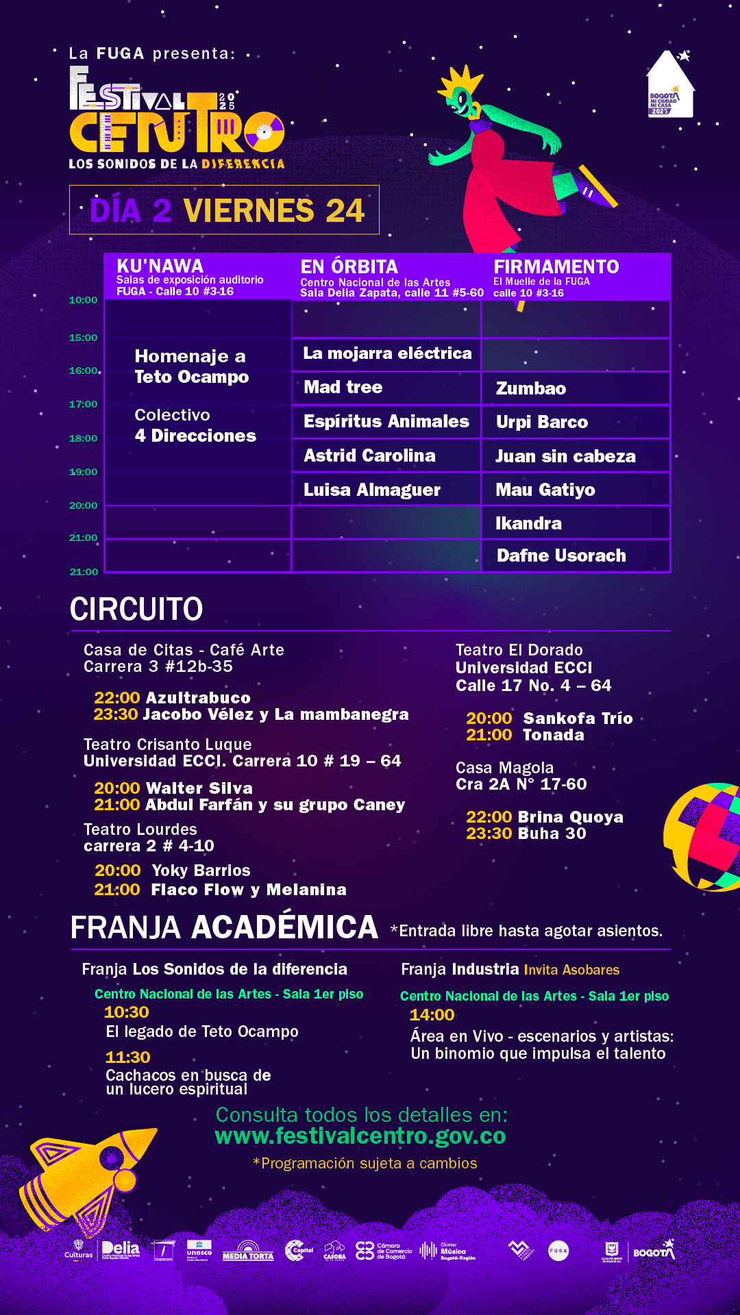 Festival Centro 2025 Programación 24 Enero