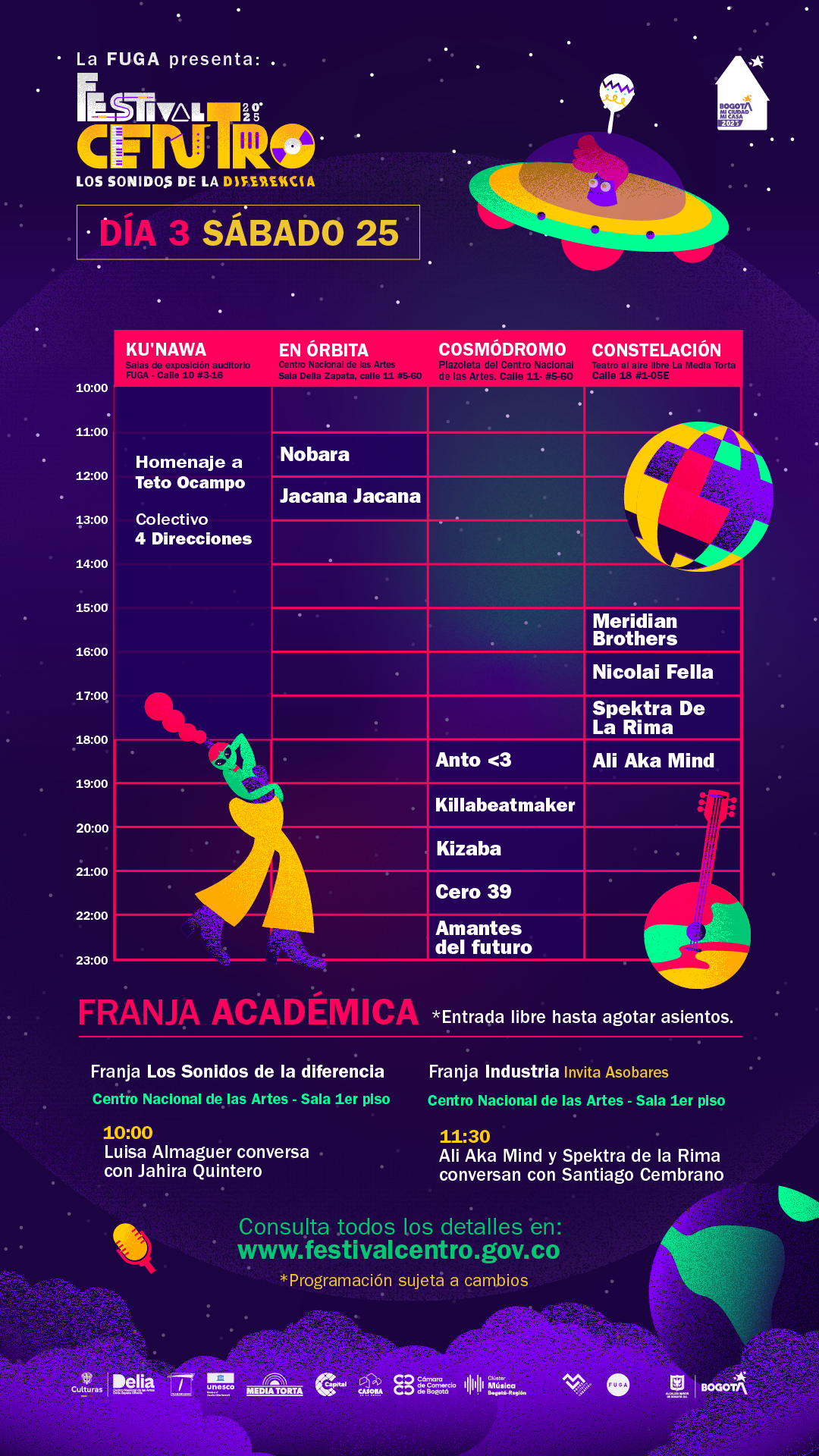 Festival Centro 2025 Programación 25 Enero